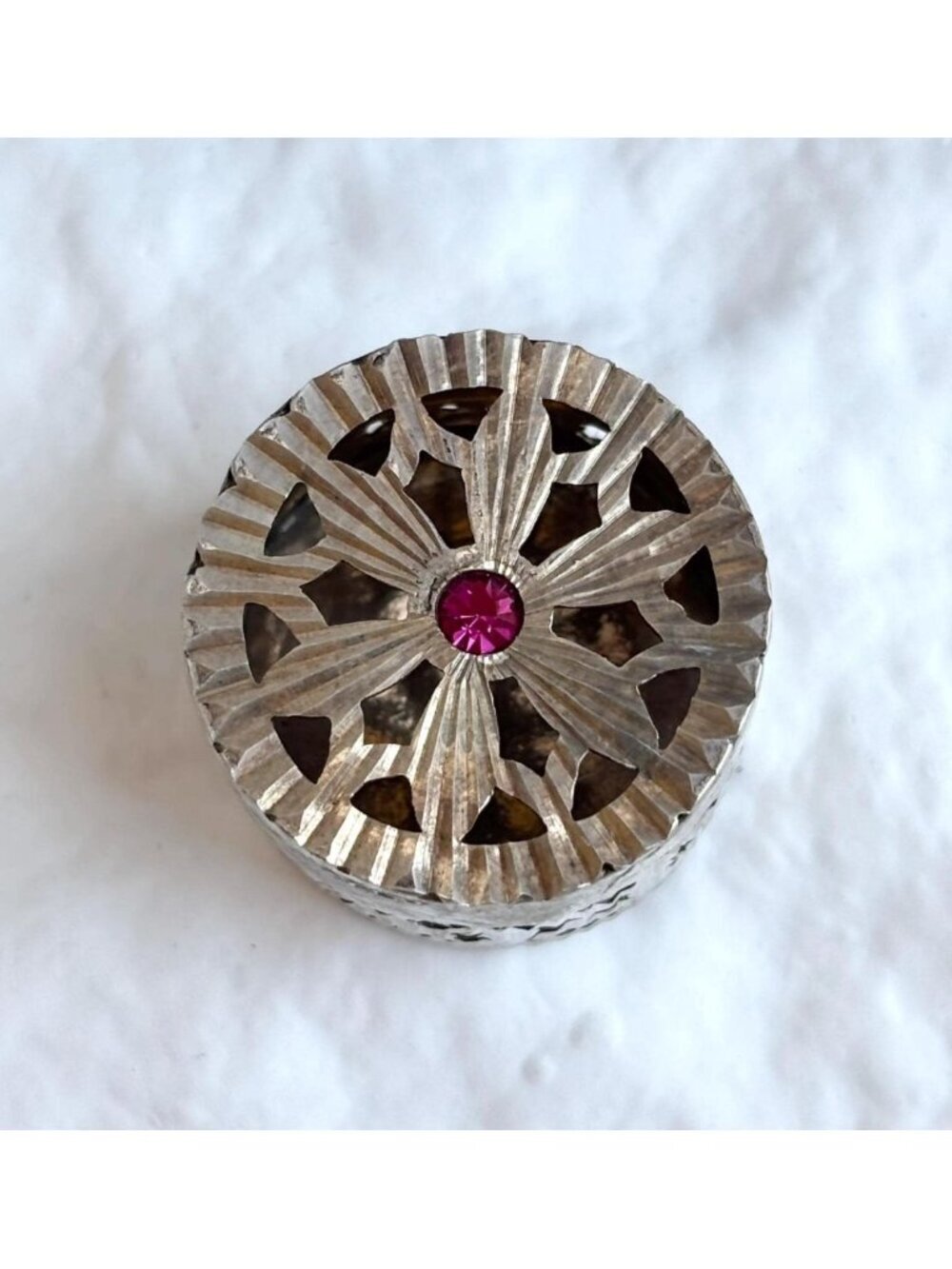 Dehli, India Made Silver Toned Filigree Vintage Trinket Box | Jewelry Box